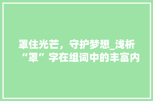 罩住光芒，守护梦想_浅析“罩”字在组词中的丰富内涵及其在生活中的应用  第1张