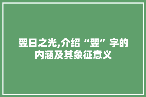 翌日之光,介绍“翌”字的内涵及其象征意义