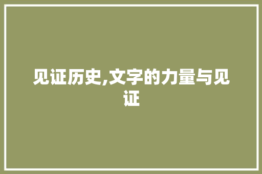 见证历史,文字的力量与见证
