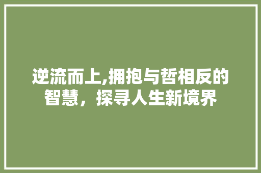 逆流而上,拥抱与哲相反的智慧，探寻人生新境界