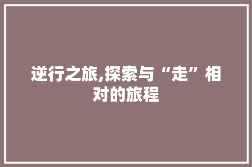逆行之旅,探索与“走”相对的旅程  第1张