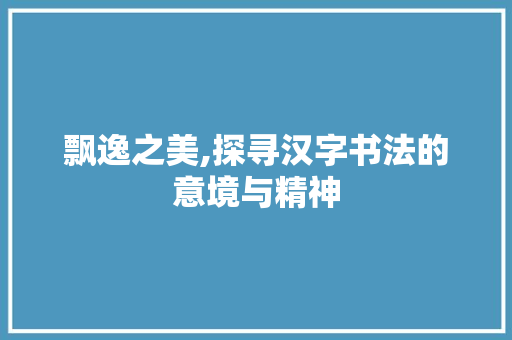 飘逸之美,探寻汉字书法的意境与精神