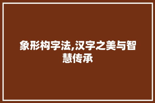 象形构字法,汉字之美与智慧传承