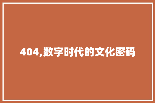 404,数字时代的文化密码