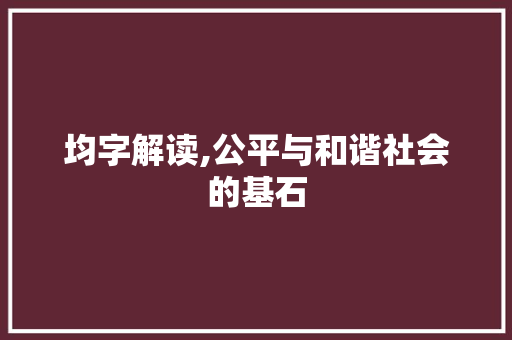 均字解读,公平与和谐社会的基石