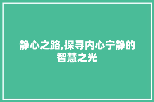 静心之路,探寻内心宁静的智慧之光 第1张 静心之路,探寻内心宁静的智慧之光 第1张