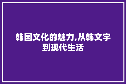 韩国文化的魅力,从韩文字到现代生活 第1张 韩国文化的魅力,从韩文字到现代生活 第1张