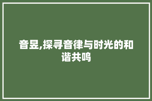 音昱,探寻音律与时光的和谐共鸣