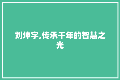 刘坤字,传承千年的智慧之光