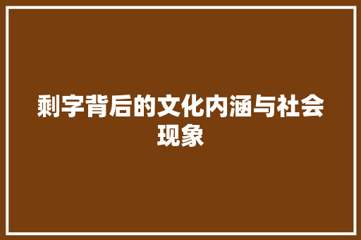剩字背后的文化内涵与社会现象