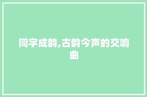 同字成韵,古韵今声的交响曲
