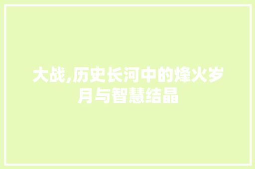 大战,历史长河中的烽火岁月与智慧结晶