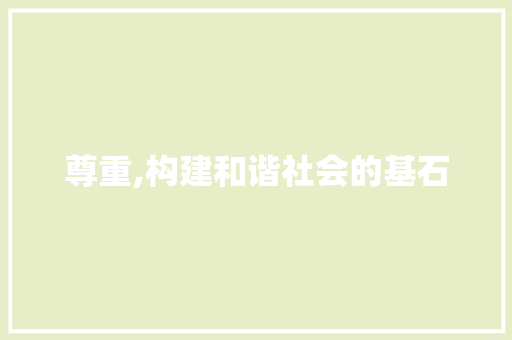 尊重,构建和谐社会的基石