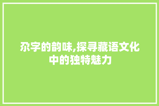 尕字的韵味,探寻藏语文化中的独特魅力  第1张