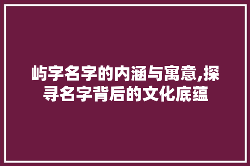 屿字名字的内涵与寓意,探寻名字背后的文化底蕴