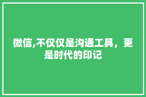 微信,不仅仅是沟通工具，更是时代的印记