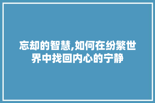 忘却的智慧,如何在纷繁世界中找回内心的宁静