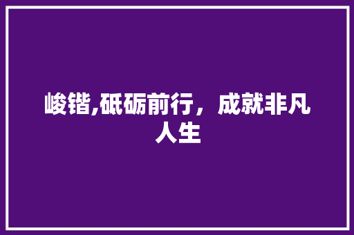 峻锴,砥砺前行,成就非凡人生