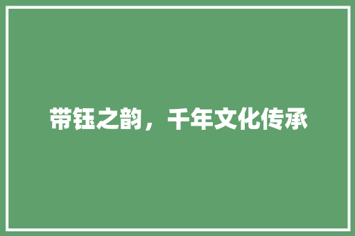 带钰之韵，千年文化传承