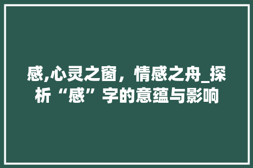感,心灵之窗，情感之舟_探析“感”字的意蕴与影响