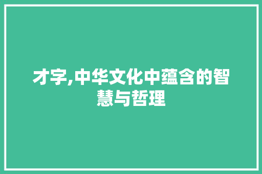 才字,中华文化中蕴含的智慧与哲理