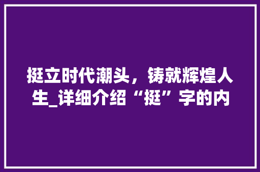 挺立时代潮头，铸就辉煌人生_详细介绍“挺”字的内涵与价值