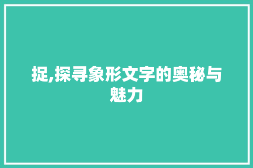 捉,探寻象形文字的奥秘与魅力