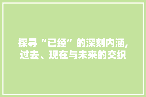 探寻“已经”的深刻内涵,过去、现在与未来的交织