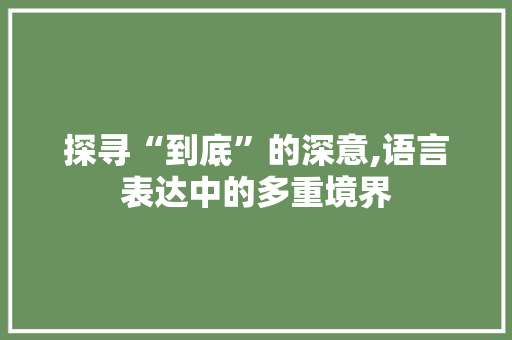 探寻“到底”的深意,语言表达中的多重境界  第1张