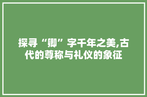探寻“卿”字千年之美,古代的尊称与礼仪的象征