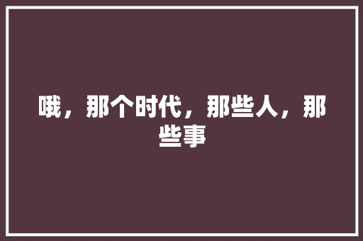 哦,那个时代,那些人,那些事