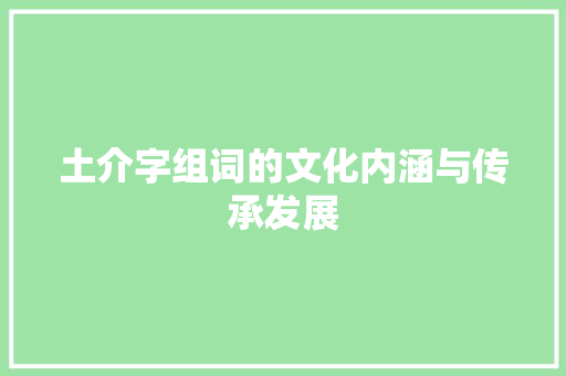 土介字组词的文化内涵与传承发展