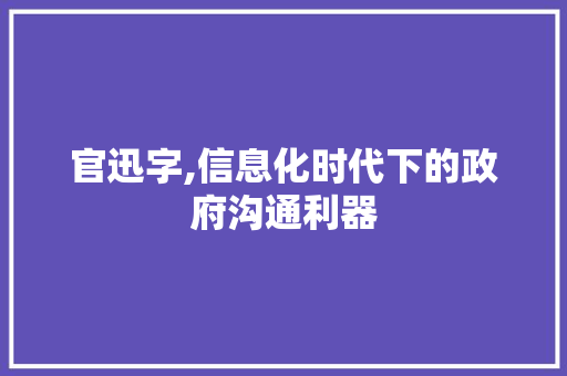 官迅字,信息化时代下的政府沟通利器