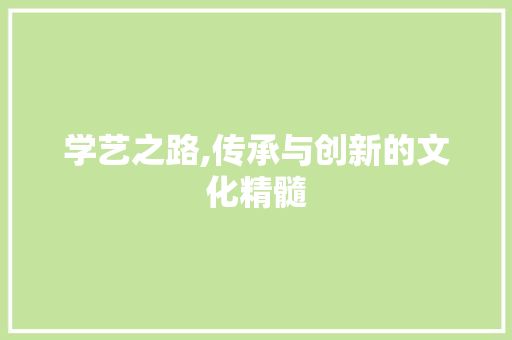 学艺之路,传承与创新的文化精髓  第1张