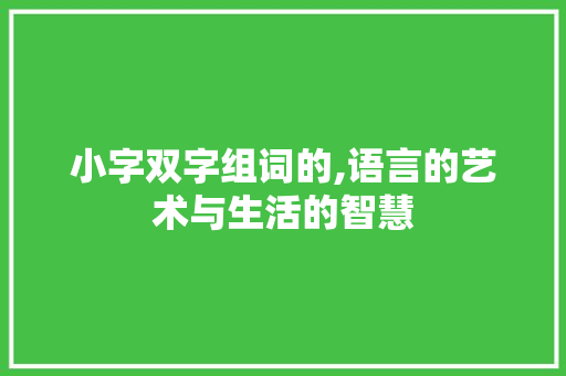 小字双字组词的,语言的艺术与生活的智慧
