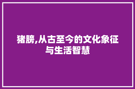 猪膀,从古至今的文化象征与生活智慧