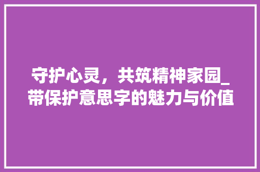 守护心灵，共筑精神家园_带保护意思字的魅力与价值
