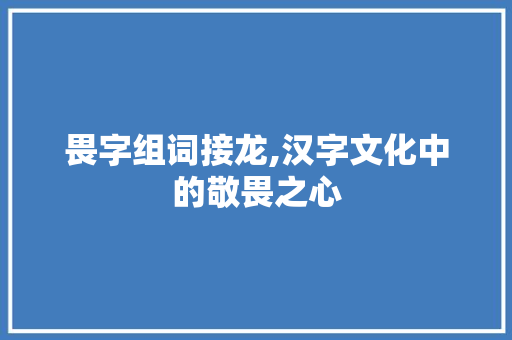 畏字组词接龙,汉字文化中的敬畏之心