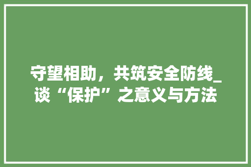 守望相助，共筑安全防线_谈“保护”之意义与方法  第1张
