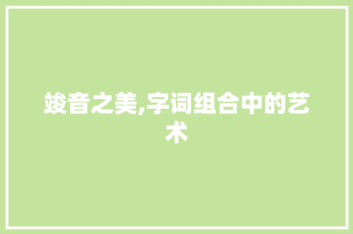 竣音之美,字词组合中的艺术