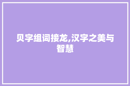 贝字组词接龙,汉字之美与智慧 第1张 贝字组词接龙,汉字之美与智慧 第1张