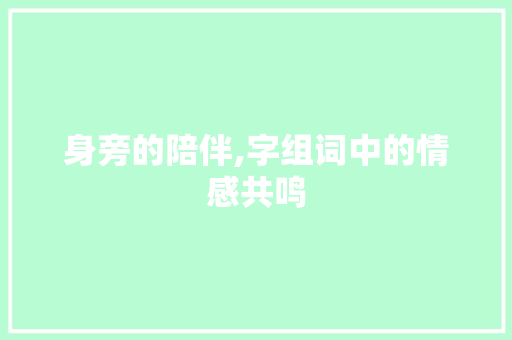 身旁的陪伴,字组词中的情感共鸣