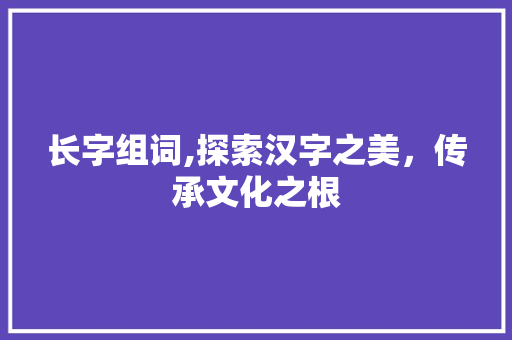 长字组词,探索汉字之美，传承文化之根