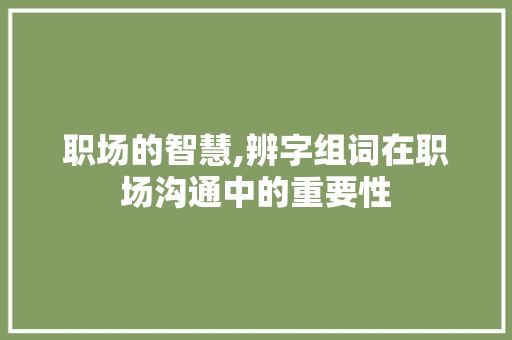 职场的智慧,辨字组词在职场沟通中的重要性