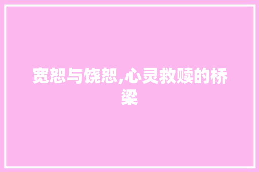 宽恕与饶恕,心灵救赎的桥梁