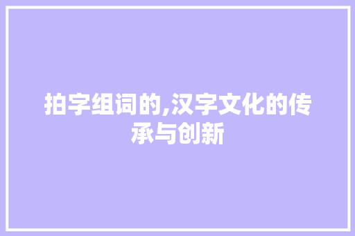 拍字组词的,汉字文化的传承与创新