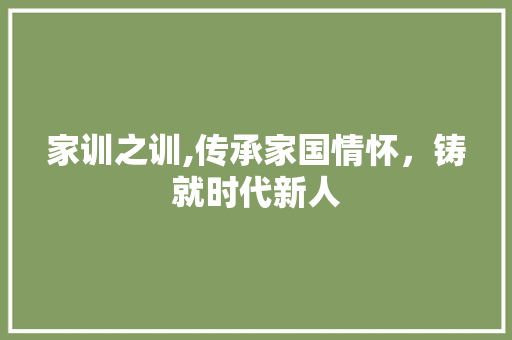 家训之训,传承家国情怀，铸就时代新人