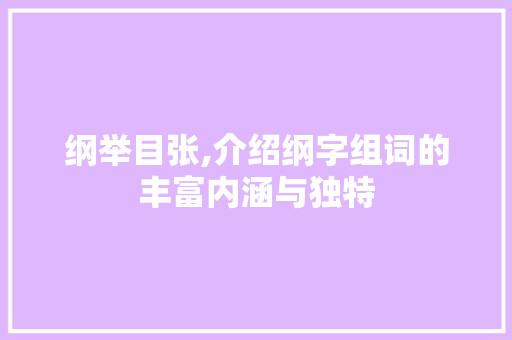 纲举目张,介绍纲字组词的丰富内涵与独特
