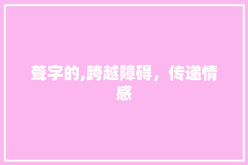 聋字的,跨越障碍，传递情感