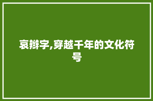 哀辫字,穿越千年的文化符号